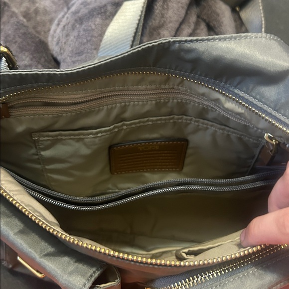 Tumi Gray Nylon Multi-Pocket Messenger Bag with Leather Trim - Picture 2 of 5